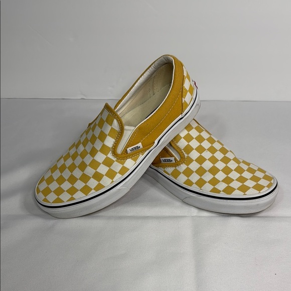 Vans Shoes - Vans Yellow and White Checkerboard Flats